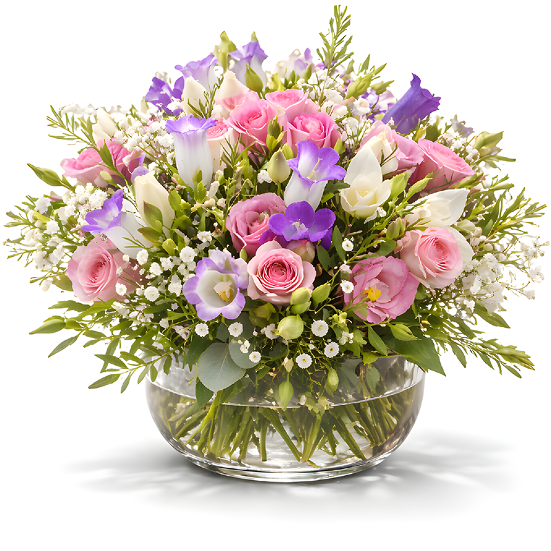 Pink-Red Arrangement in Ceramic Pot